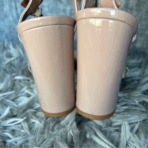 Nordstrom Abound Steph nude patent block heel sandals women’s shoe size 12 - Picture 7 of 11